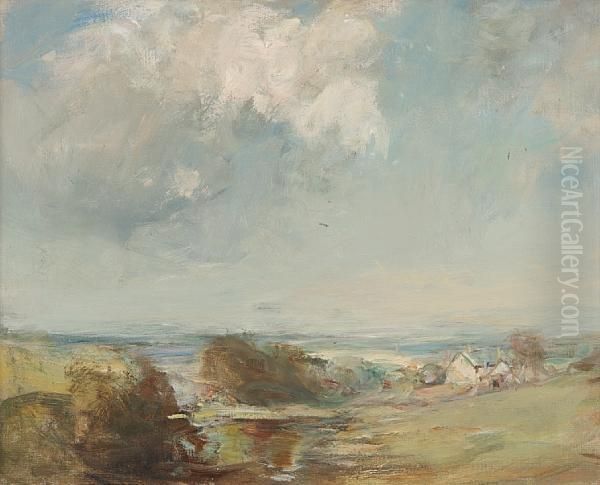 Farm Landscape Oil Painting by James Lawton Wingate