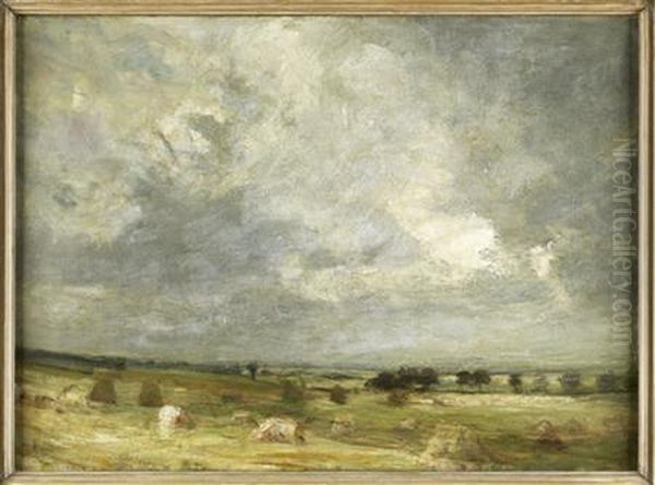 The Approaching Storm, Harvest-time Oil Painting by James Lawton Wingate