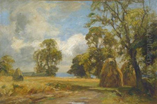 Haystacks Oil Painting by James Lawton Wingate