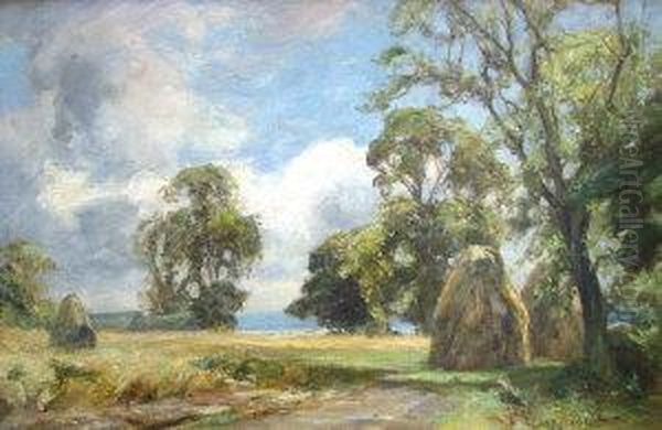 Haystacks Oil Painting by James Lawton Wingate