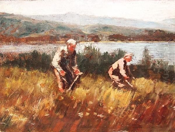 Cutting Grass, Study Oil Painting by James Lawton Wingate