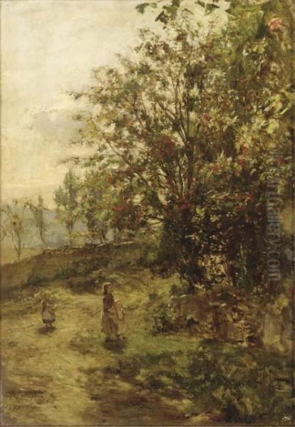 Wandering Through The Orchard Oil Painting by James Lawton Wingate