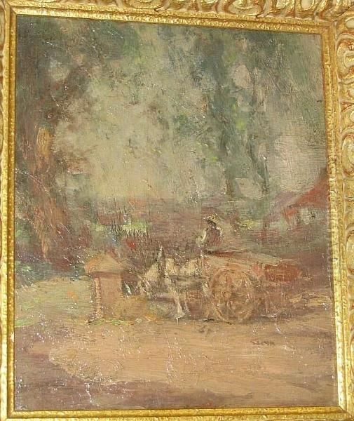 Horse And Cart On A Country Track Oil Painting by James Lawton Wingate