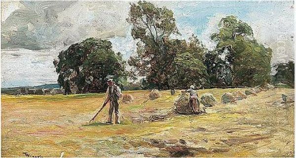 Making Haystacks Oil Painting by James Lawton Wingate