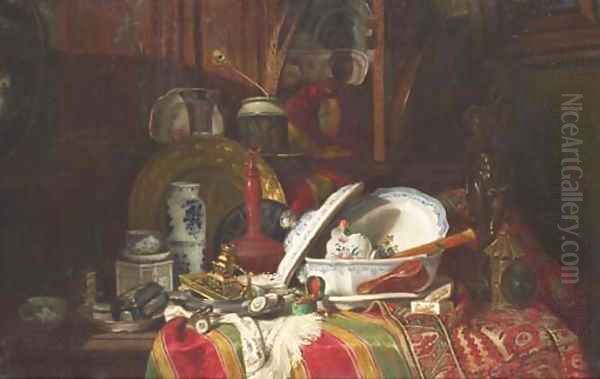 Still Life with Dishes Oil Painting by Antoine-Guillaume Trinquier