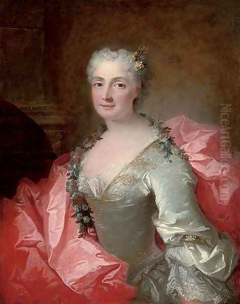 Portrait of a lady said to be Duchesse de Chateauroux Oil Painting by Robert Tournieres