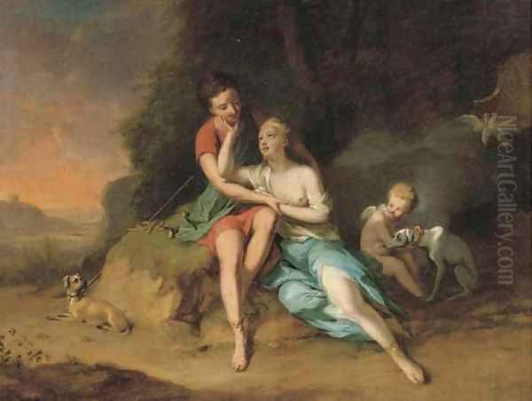 Venus and Adonis Oil Painting by Anton Wilhelm Tischbein