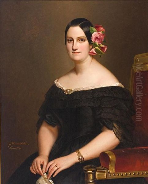 Retrato De Maria Cristina De Borbon-dos Sicilias Oil Painting by Franz Xavier Winterhalter