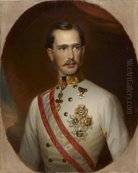 Portrait De Franz Joseph, Dans Un Ovale Peint Oil Painting by Franz Xavier Winterhalter