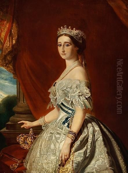 Copy After, 19th Century: Empress Eugenie Oil Painting by Franz Xavier Winterhalter