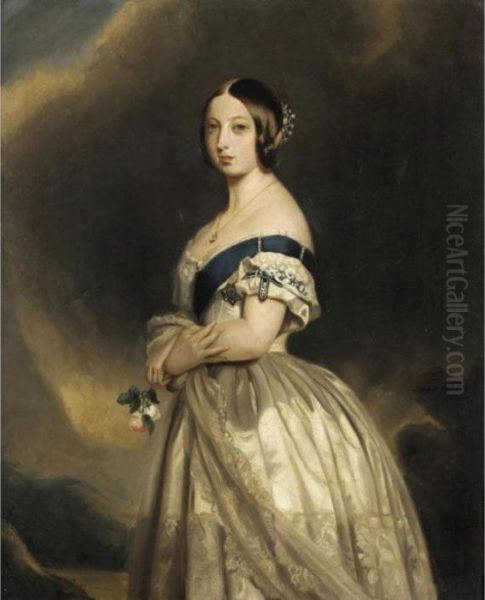 Portrait Of Queen Victoria Oil Painting by Franz Xavier Winterhalter