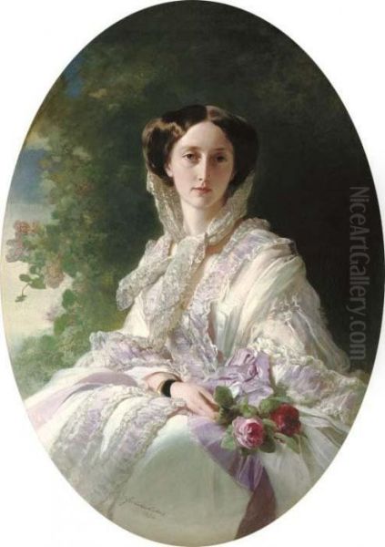 Queen Olga Of Wurttemberg, Grand Duchess Of Russia Oil Painting by Franz Xavier Winterhalter