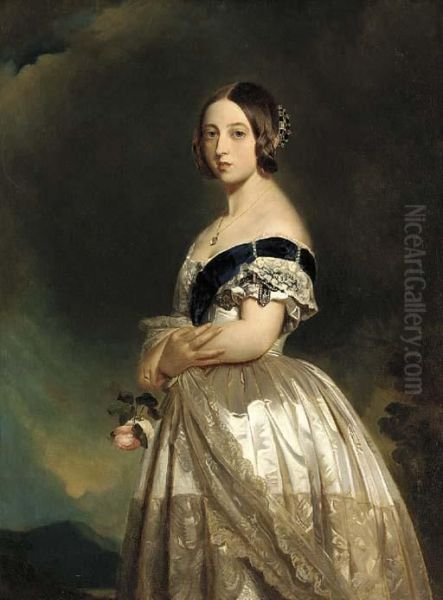 Portrait Of Queen Victoria Oil Painting by Franz Xavier Winterhalter