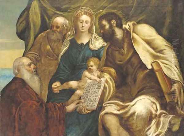 The Holy Family and the Doge Ranieri Oil Painting by Jacopo Robusti, II Tintoretto