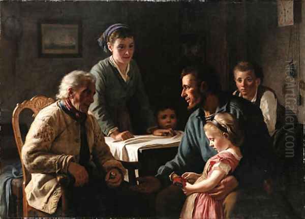 A family gathering Oil Painting by Wenzel Tornoe