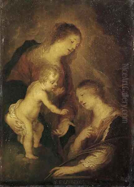 The Madonna and Child with Saint Margaret of Antioch Oil Painting by Theodor Van Thulden