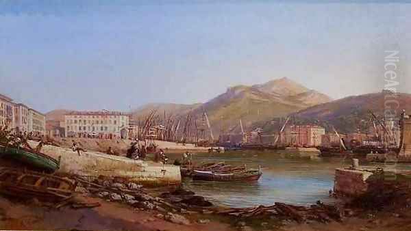 The Port of Nice Oil Painting by Ercole Trachel