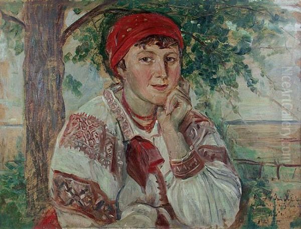 Dziewczyna Oil Painting by Wincenty Wodzinowski