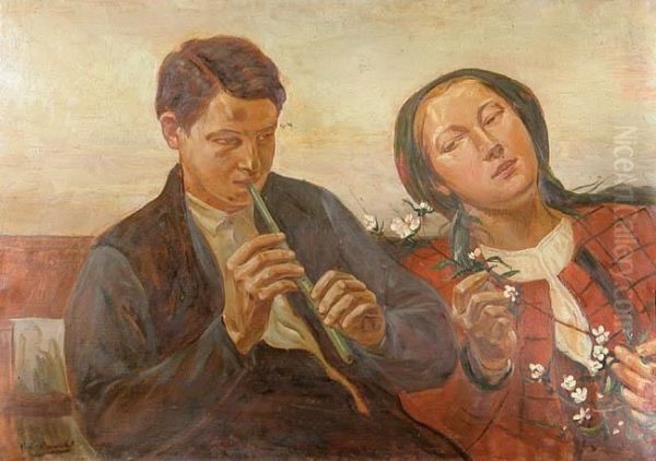 Zasluchana Oil Painting by Wincenty Wodzinowski