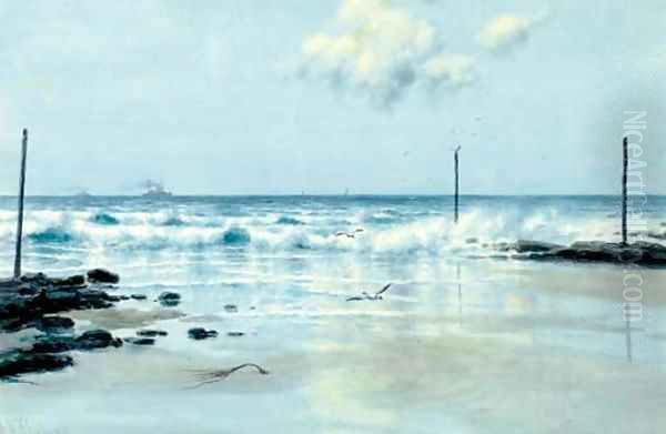 Low tide Oil Painting by John Augustus Thelwall