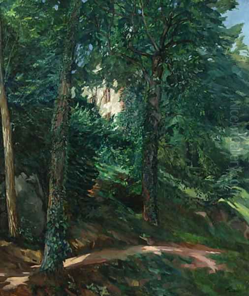 Schlosspark in Lichtenberg im Odenwald Oil Painting by Wilhelm Trbner