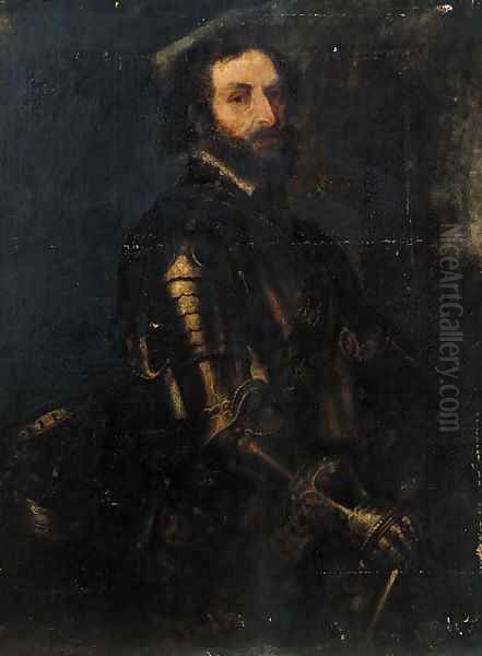 Portrait of a bearded gentleman Oil Painting by Giacomo Robusti Called Tintoretto