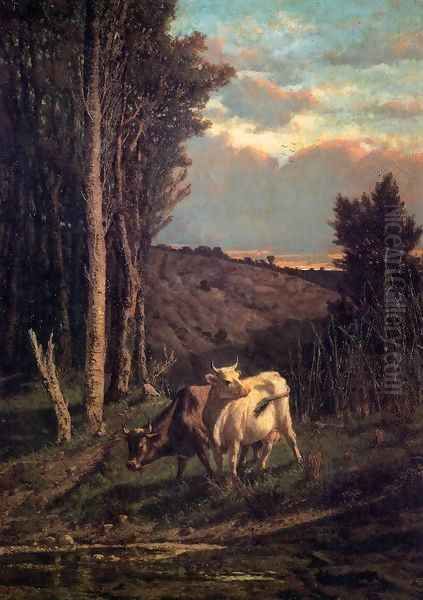 A Pasture Oil Painting by Serafino de Tivoli