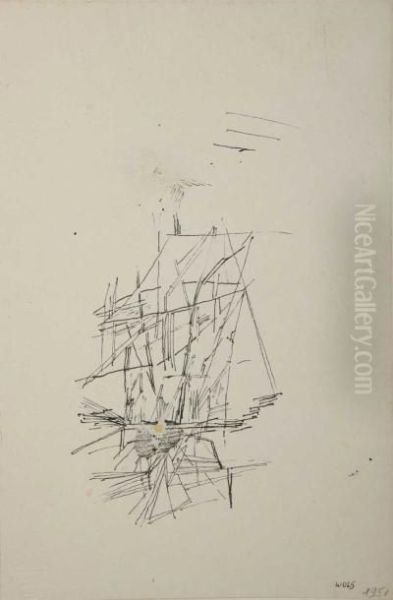 Tache D'encre Sur Les 
Voilurescirca 1951 Dessin A La Plume Sur Papier Porte Une Signature En 
Basa Droite 23,5 X 15,3 Cm Provenance: Ancienne Collection Otto 
Wolsfrance Ancienne Collection Grety Wols Oil Painting by Otto Wols