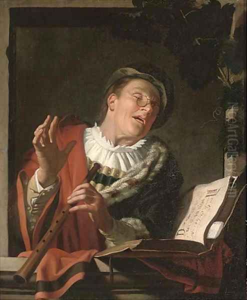 A musician at a casement Oil Painting by Hendrick Terbrugghen