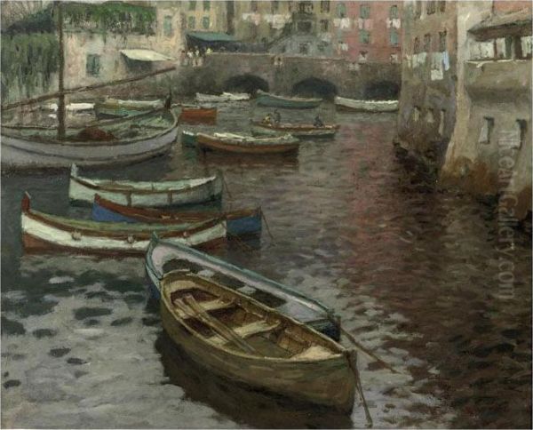 The Harbour Of Camogli, Italy Oil Painting by Hendrik Jan Wolter