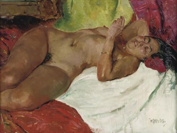 Reclining Nude Oil Painting by Hendrik Jan Wolter