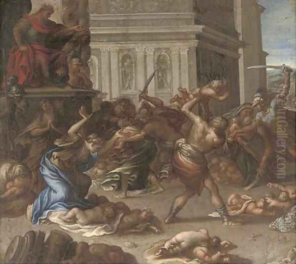 The Massacre of the Innocents Oil Painting by Pietro Testa