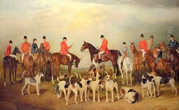 The Burton Hunt, with Lincoln Cathedral in the distance Oil Painting by Arthur Louis Townshend