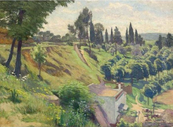 Landscape Southern France Oil Painting by Hendrik Jan Wolter