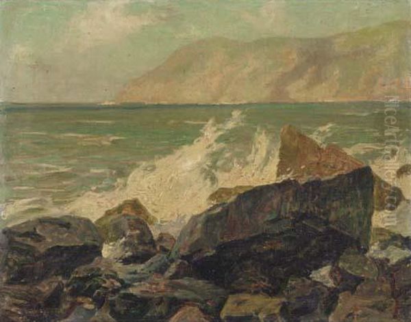 Rocky Coast Oil Painting by Hendrik Jan Wolter