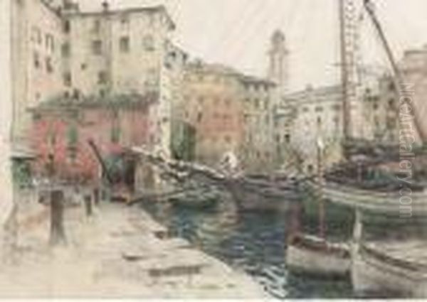 Harbour Of Camogli Oil Painting by Hendrik Jan Wolter