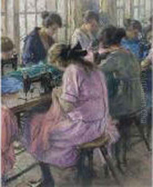 In The Sewing Studio Oil Painting by Hendrik Jan Wolter