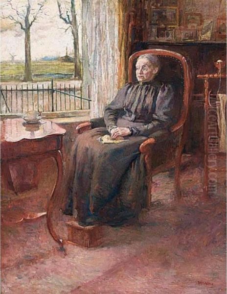 A Portrait Of The Mother Of The Artist Oil Painting by Hendrik Jan Wolter