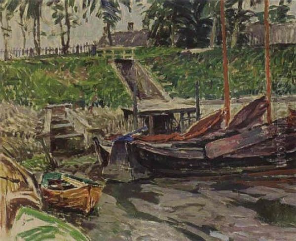 In De Haven Oil Painting by Hendrik Jan Wolter