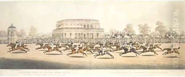 Panoramic view of Britsh horse-racing Oil Painting by Clifton Thomson