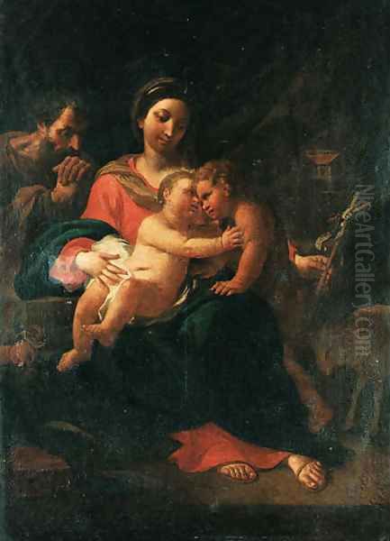 The Holy Family with the Infant Saint John the Baptist Oil Painting by Flaminio Torri