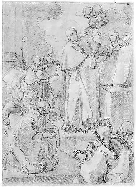 A Saint Presenting The Rules Of An Order To Monks And Nuns Oil Painting by Francesco Trevisani