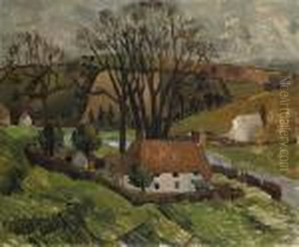 Cottage At Broadchalke, Wiltshire Oil Painting by Christopher Wood