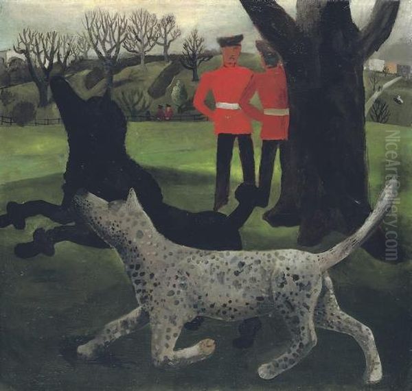 Dogs At Play Oil Painting by Christopher Wood