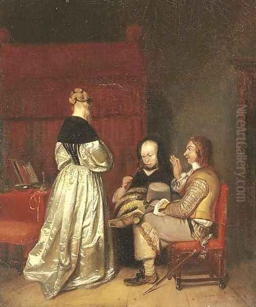 The paternal admonition Oil Painting by Gerard Terborch