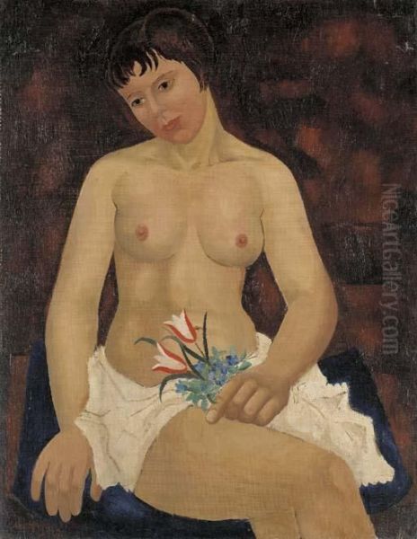 Nude With Tulips Oil Painting by Christopher Wood