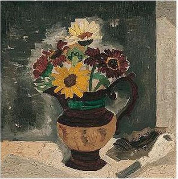 Daisies In A Lustre Jug Oil Painting by Christopher Wood