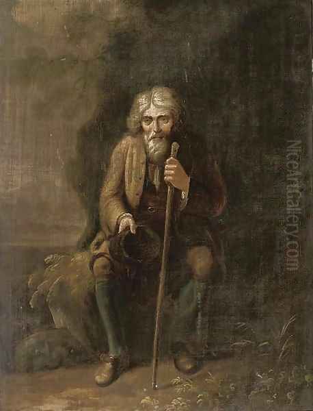 A beggar Oil Painting by Giacomo Francesco Cipper, Il Todeschini