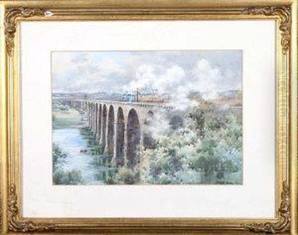 The Flying Scotsman Crossing Berwick Bridge by Frank Watson Wood