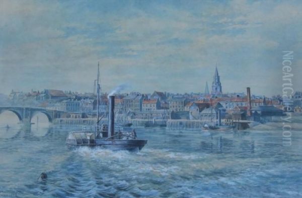 Paddle Steamers At Berwick by Frank Watson Wood